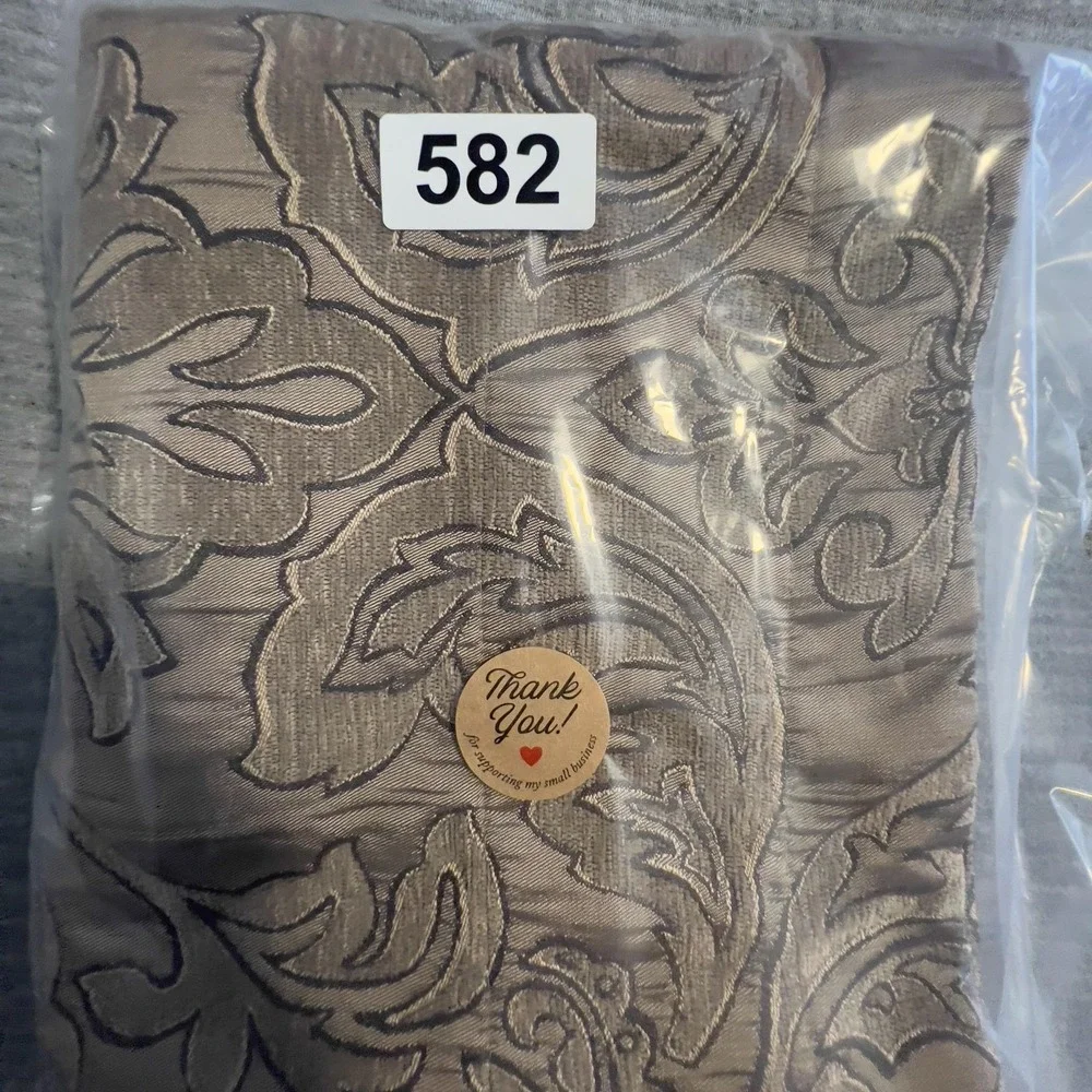Chris‎ Madden Scalloped Valance Beige Floral Textured Curtain Made To Measure